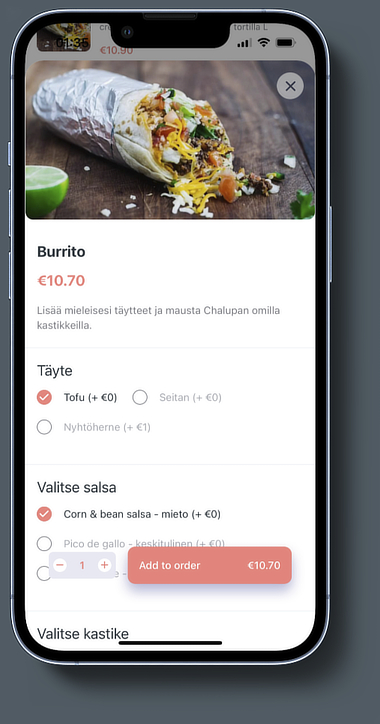 chalupa burrito app screen